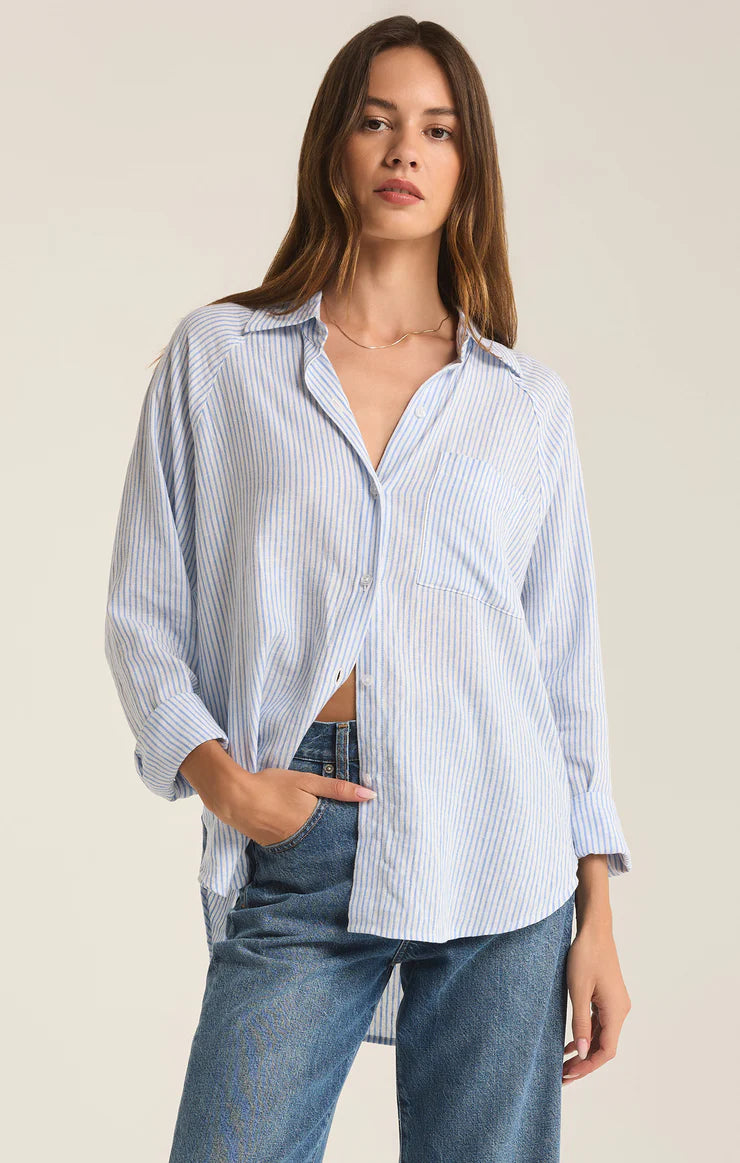 Z SUPPLY PERFECT LINE STRIPE TOP - BAY BLUE