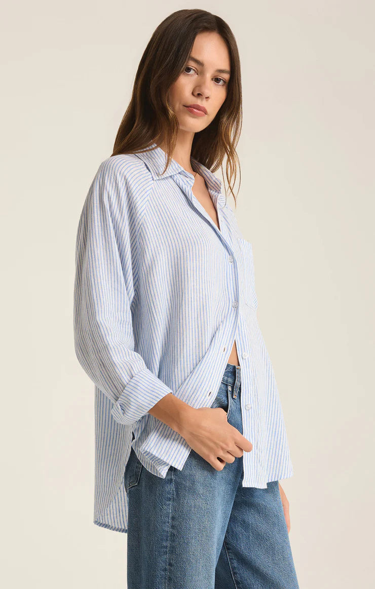 Z SUPPLY PERFECT LINE STRIPE TOP - BAY BLUE