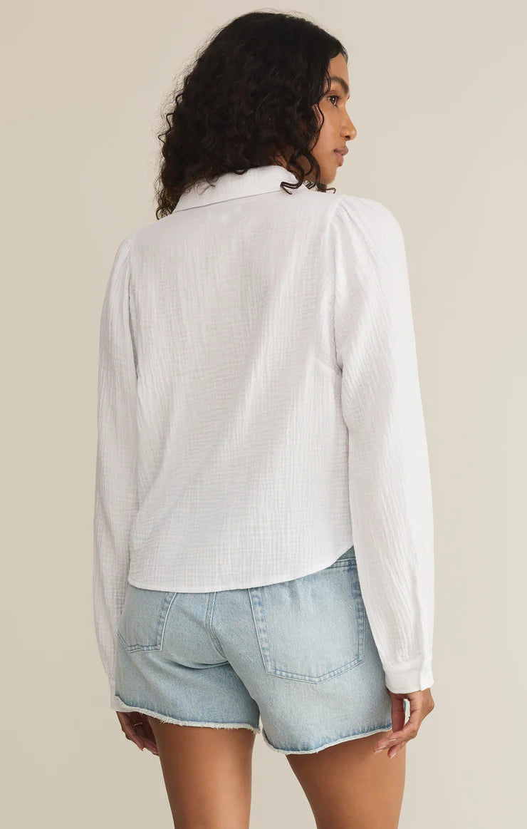 Z SUPPLY CAMPO BUTTON UP GAUZE TOP - WHTIE