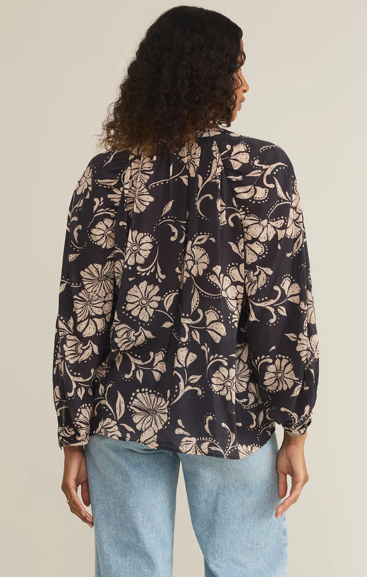 Z SUPPLY WREN ARI FLORAL BLOUSE - PARCHMENT