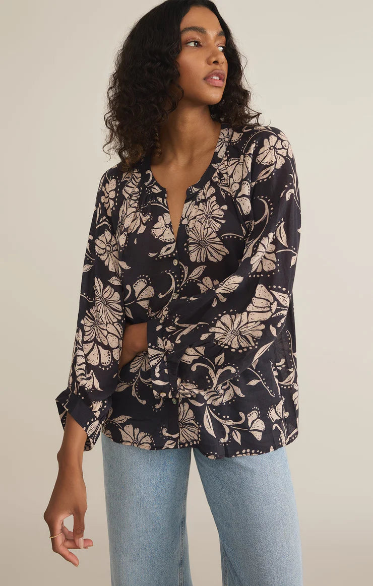 Z SUPPLY WREN ARI FLORAL BLOUSE - PARCHMENT