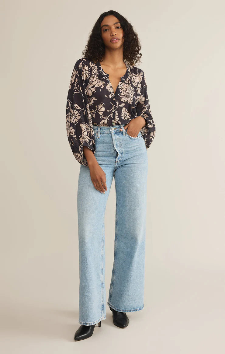 Z SUPPLY WREN ARI FLORAL BLOUSE - PARCHMENT