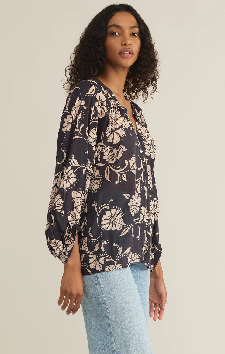 Z SUPPLY WREN ARI FLORAL BLOUSE - PARCHMENT