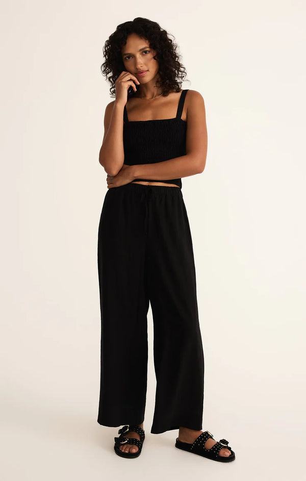 Z SUPPLY EASTON TEXTURED LINEN PANT - BLACK