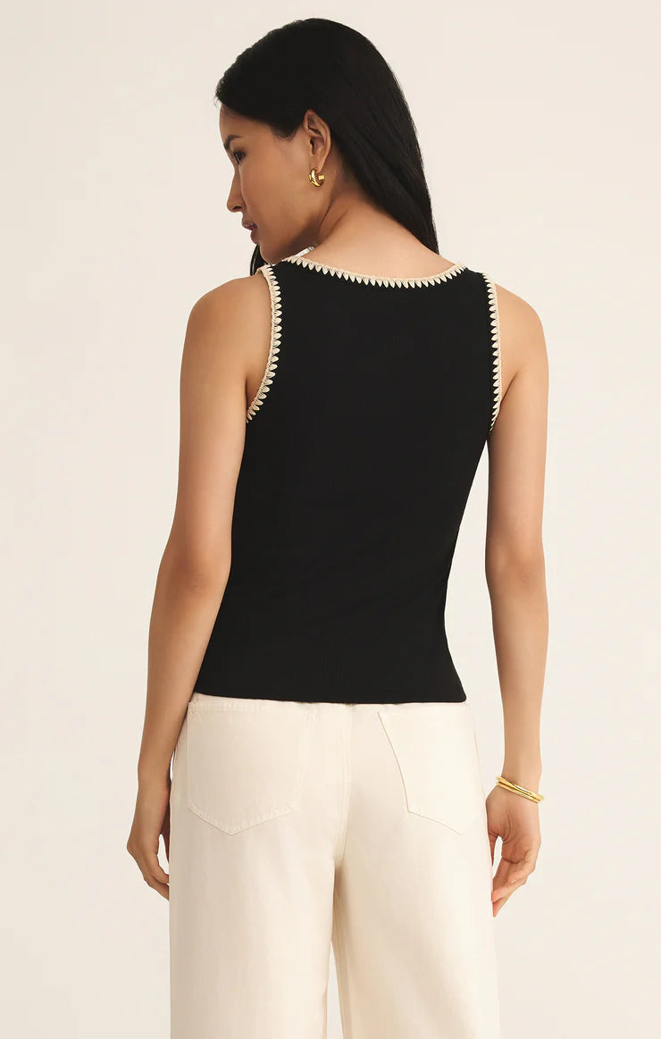 Z SUPPLY JAIDYNN WHIPSTITCH RIB TANK - BLACK