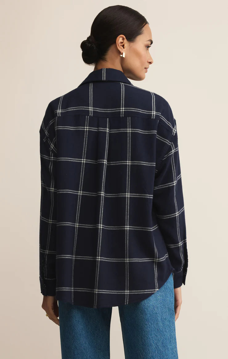 Z SUPPLY RIVER PLAID BUTTON UP - BLUE SAPPHIRE
