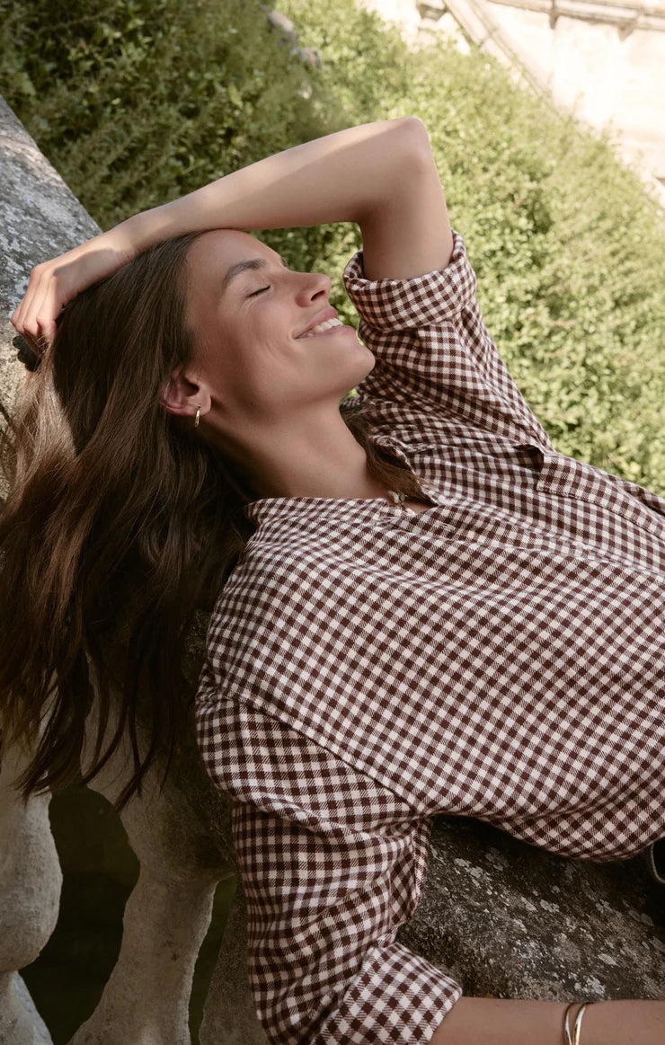 Z SUPPLY RIVER PLAID BUTTON UP - CHOCOLATE CHERRY
