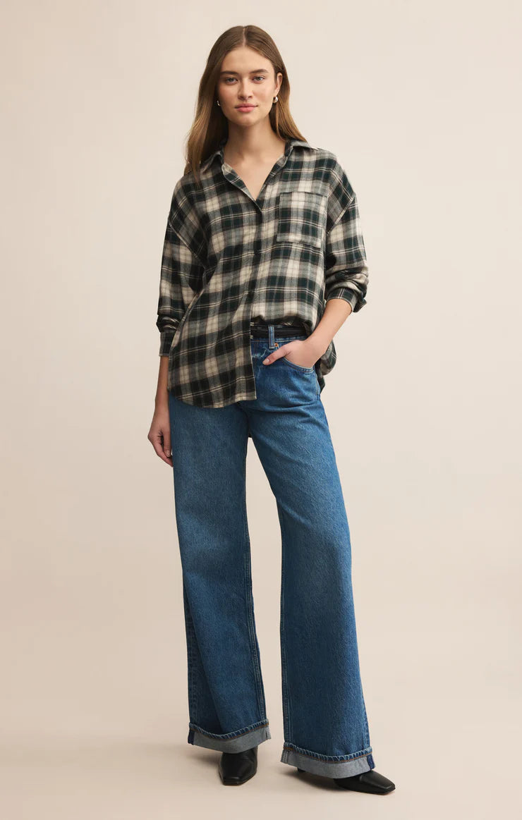 Z SUPPLY RIVER PLAID BUTTON UP - GARLAND GREEN