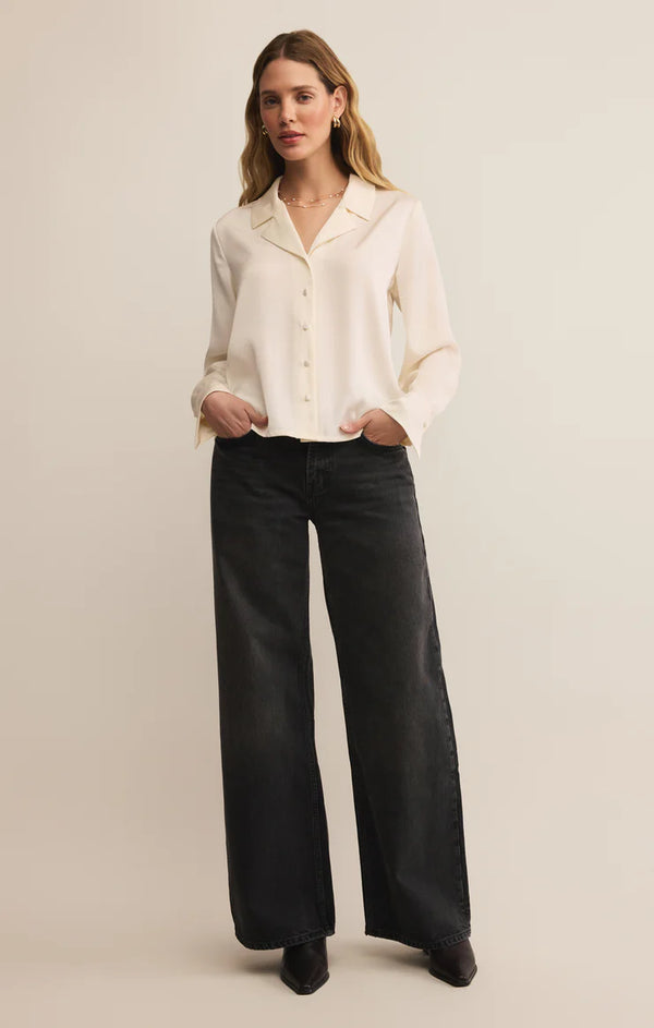 Z SUPPLY ANA SATIN TOP - CLOUD