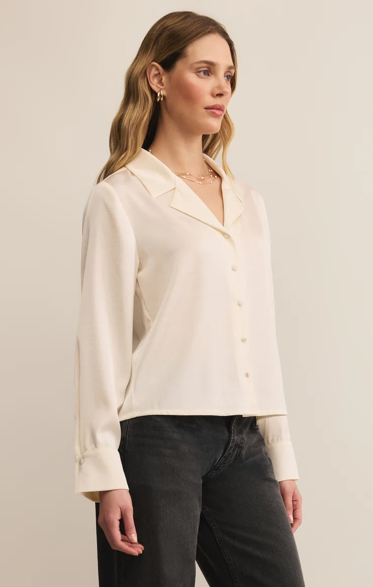 Z SUPPLY ANA SATIN TOP - CLOUD