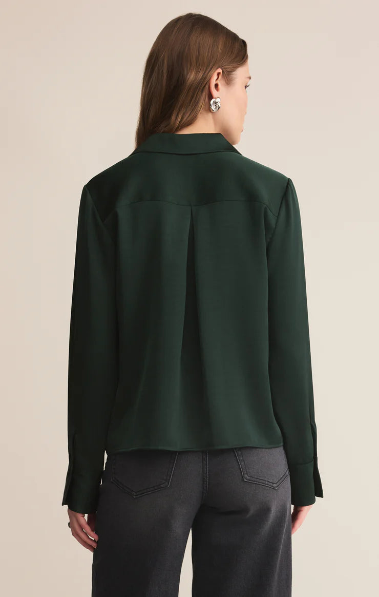 Z SUPPLY ANA SATIN TOP - GARLAND GREEN