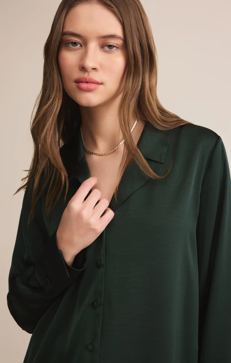 Z SUPPLY ANA SATIN TOP - GARLAND GREEN