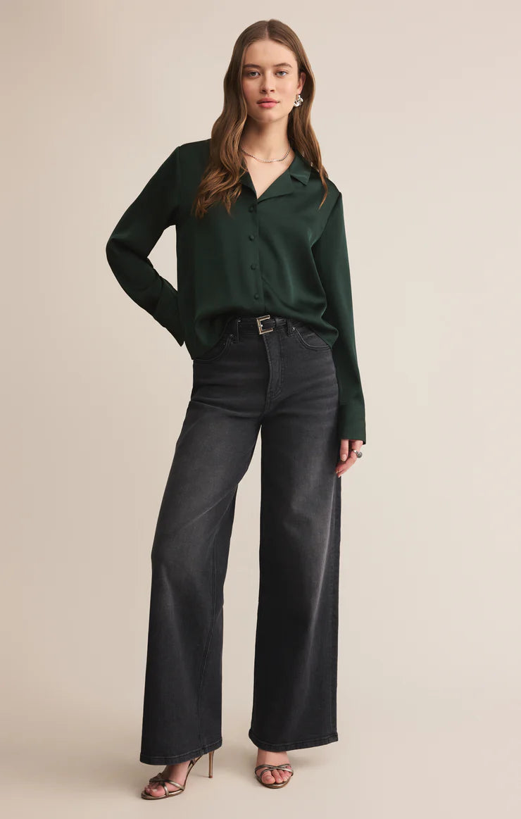 Z SUPPLY ANA SATIN TOP - GARLAND GREEN