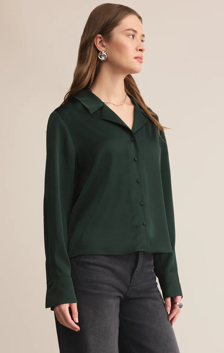 Z SUPPLY ANA SATIN TOP - GARLAND GREEN