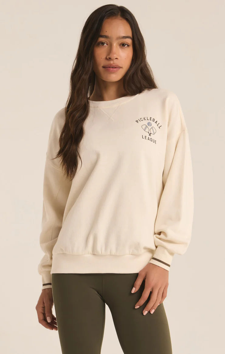 Z SUPPLY PICKLEBALL SWEATSHIRT - SANDSTONE