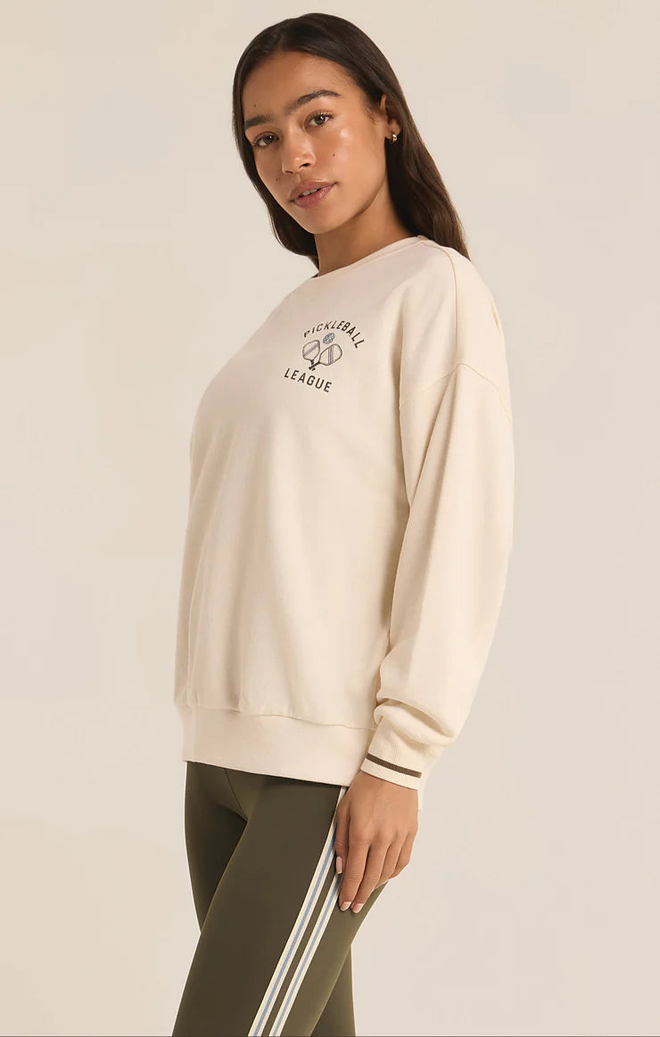 Z SUPPLY PICKLEBALL SWEATSHIRT - SANDSTONE