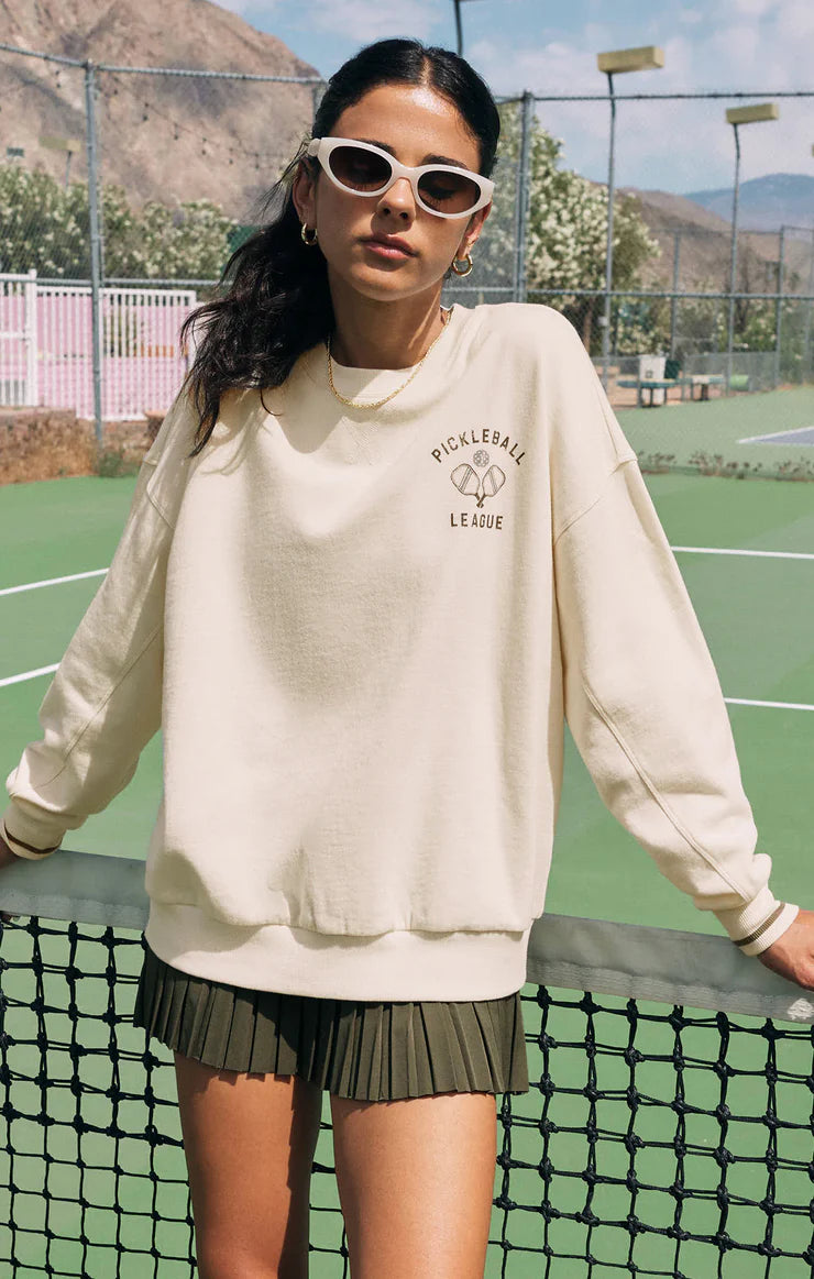 Z SUPPLY PICKLEBALL SWEATSHIRT - SANDSTONE