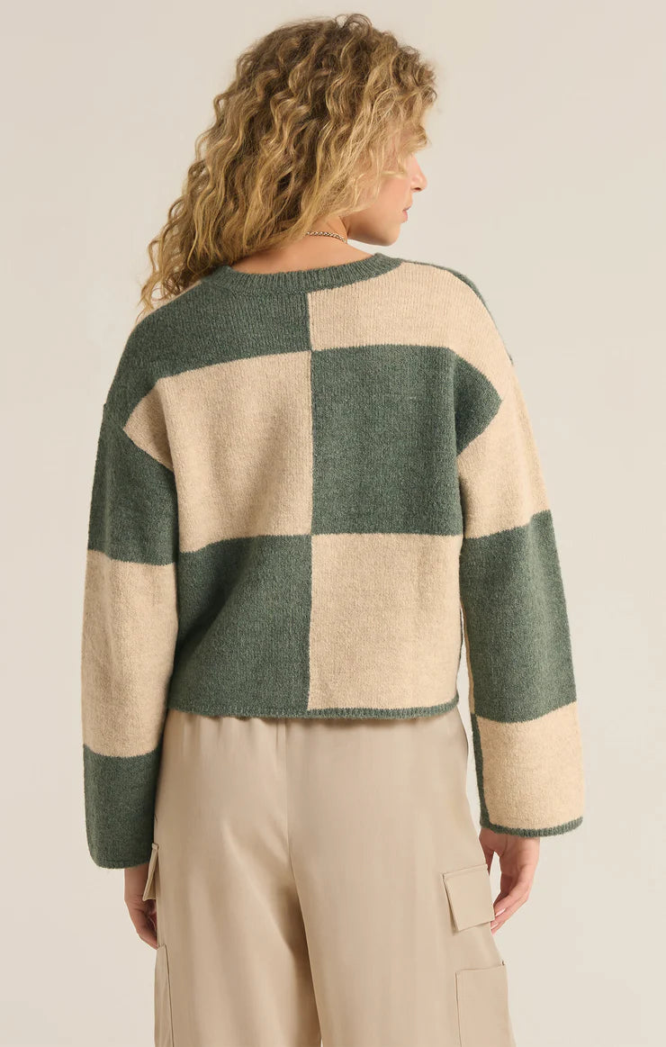 Z SUPPLY ROSI BLOCKED SWEATER - PALM GREEN