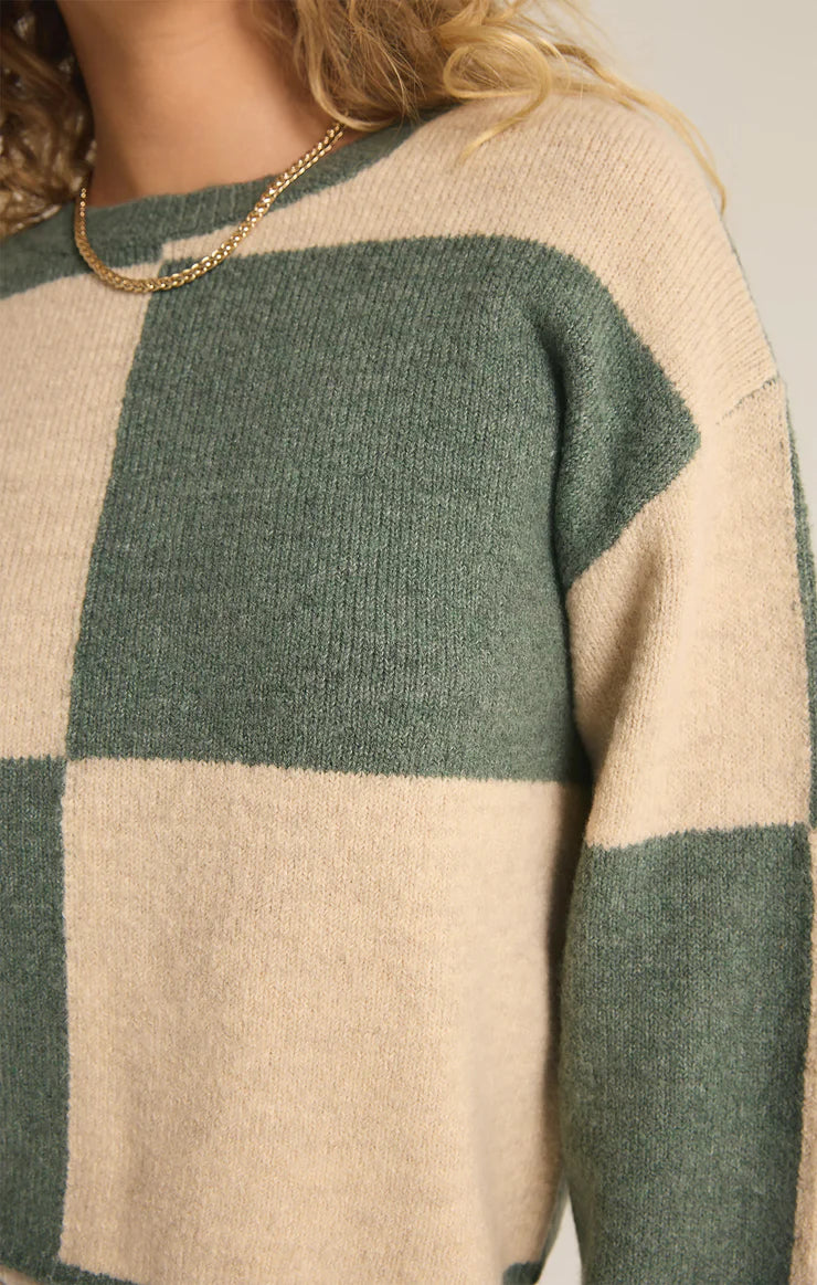 Z SUPPLY ROSI BLOCKED SWEATER - PALM GREEN