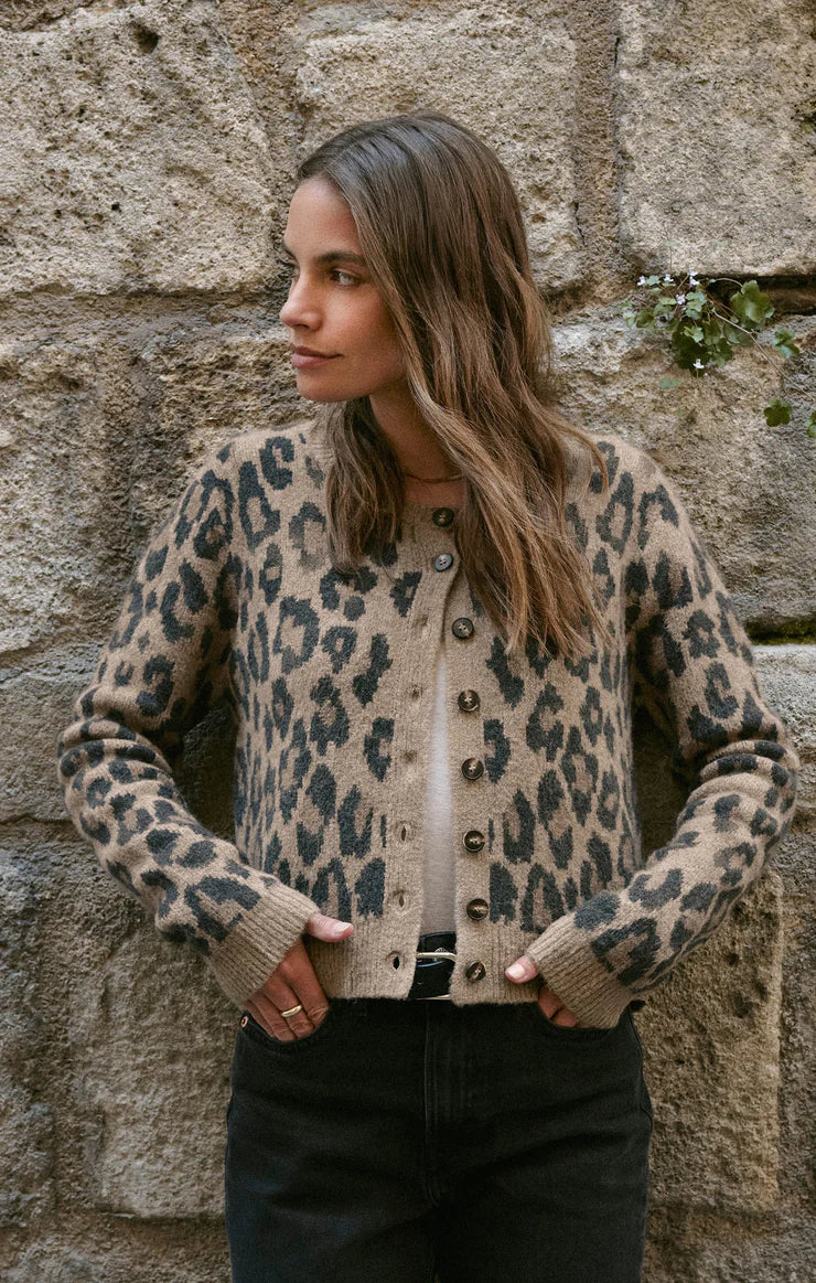 Z SUPPLY OUTLOOK LEOPARD CARDIGAN - DESERT TAN