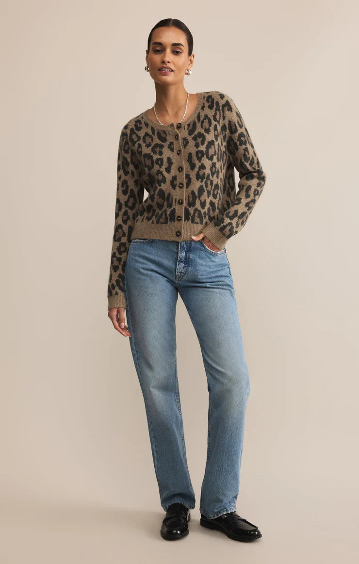 Z SUPPLY OUTLOOK LEOPARD CARDIGAN - DESERT TAN