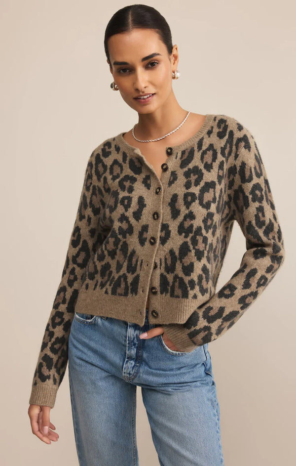 Z SUPPLY OUTLOOK LEOPARD CARDIGAN - DESERT TAN