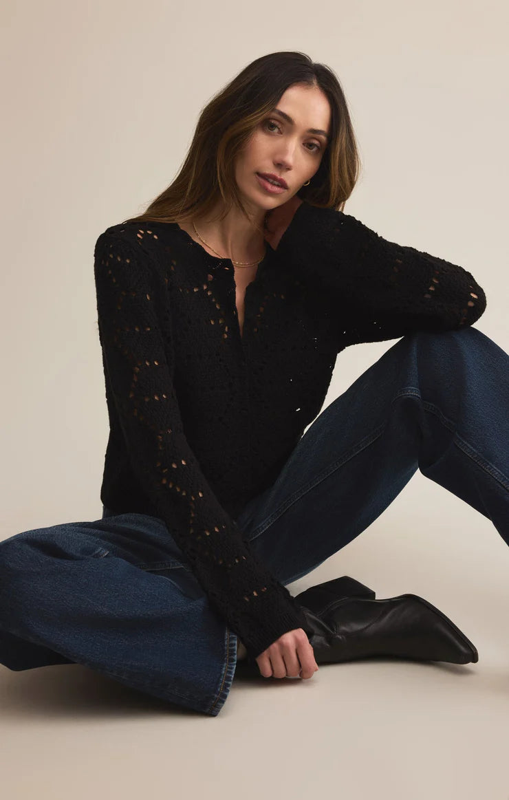 Z SUPPLY ROSALYN DIAMOND SWEATER - BLACK