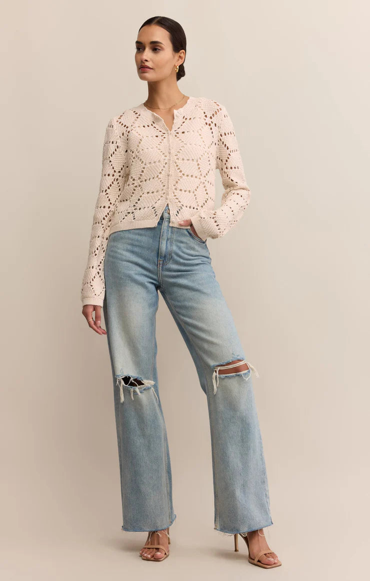 Z SUPPLY ROSALYN DIAMOND SWEATER - CRYSTAL
