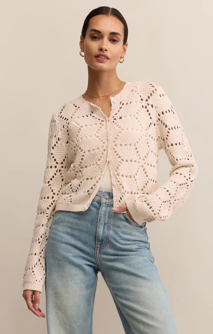 Z SUPPLY ROSALYN DIAMOND SWEATER - CRYSTAL