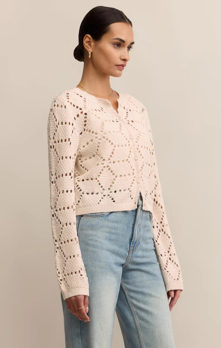 Z SUPPLY ROSALYN DIAMOND SWEATER - CRYSTAL