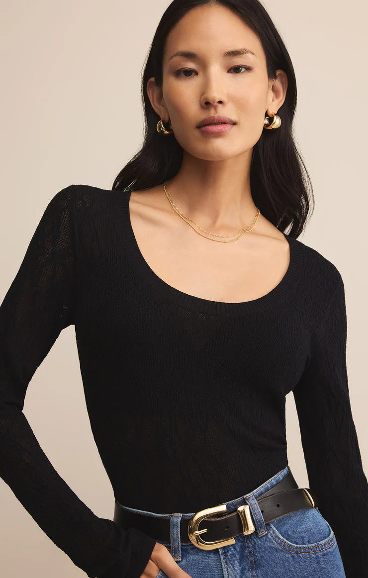 Z SUPPLY TIBI COOP MESH TOP - BLACK