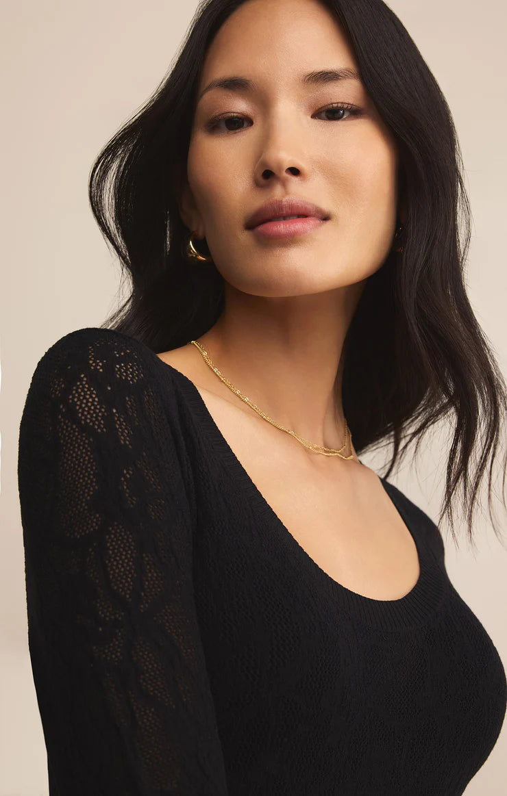 Z SUPPLY TIBI COOP MESH TOP - BLACK