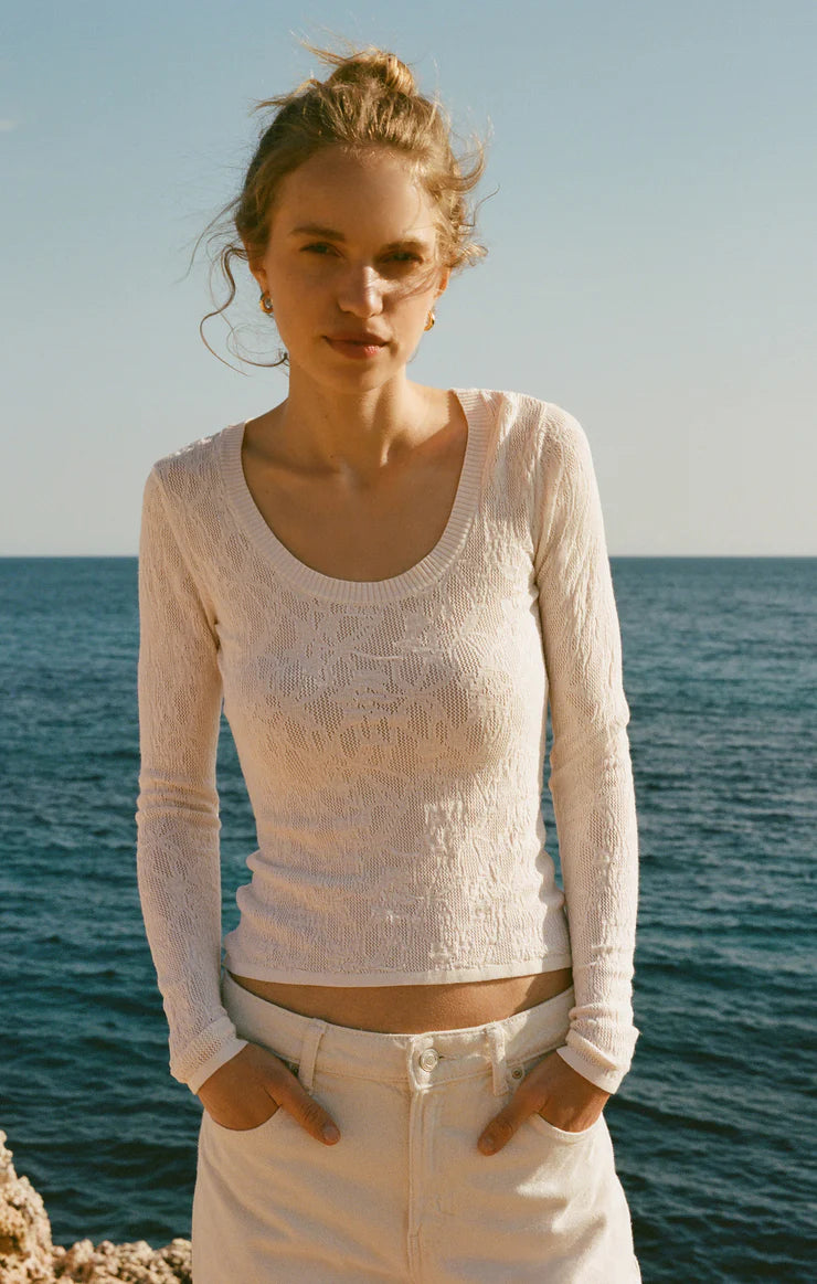 Z SUPPLY TIBI COOP MESH TOP - CRYSTAL