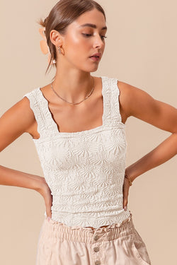 FLORAL JACQUARD TANK TOP - IVORY