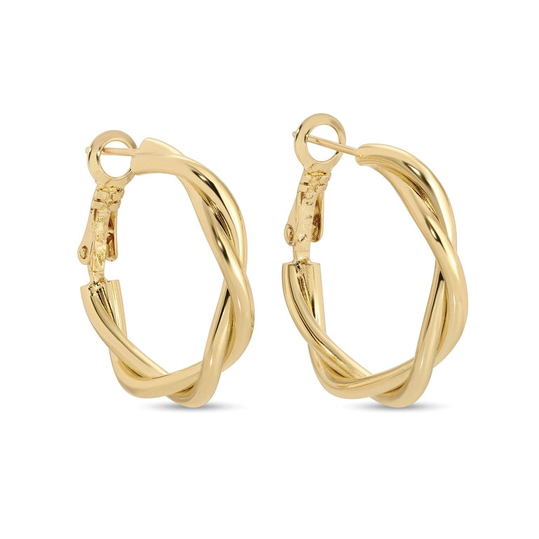 TWISTED LEVERBACK HOOPS - GOLD