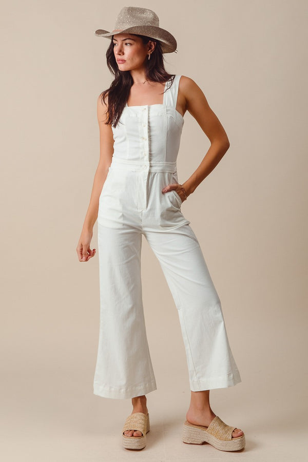 WIDE LEG SUMMER JUMPSUIT - OFF WHITE