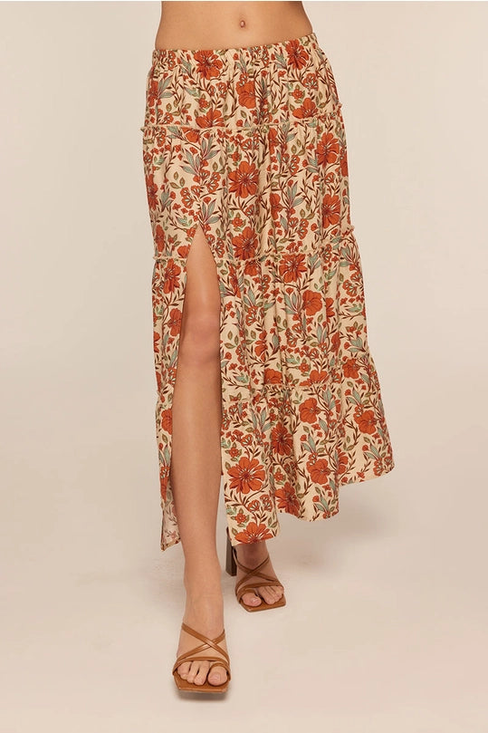 ALEXANDER TIERED MAXI SKIRT - RUST FLORAL