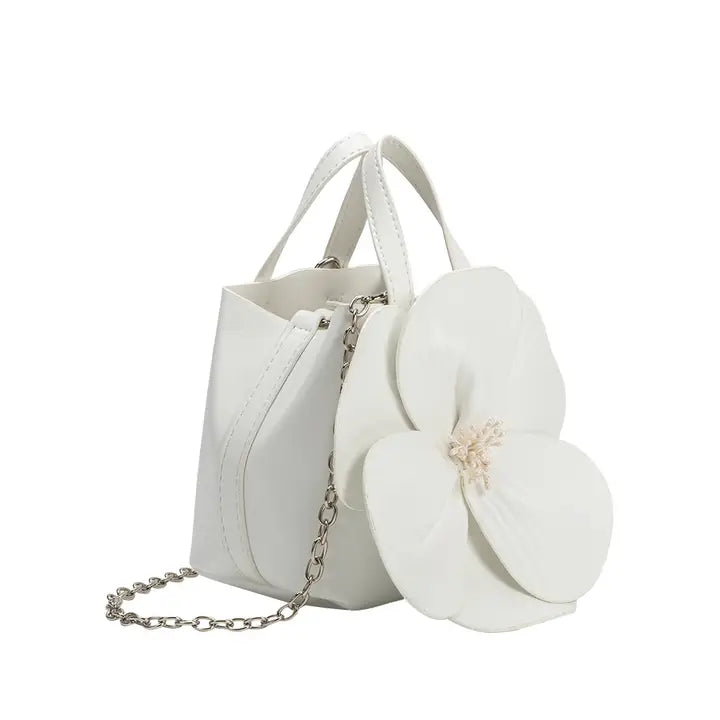 MONROE FLOWER VEGAN TOP HANDLE GAB - IVORY
