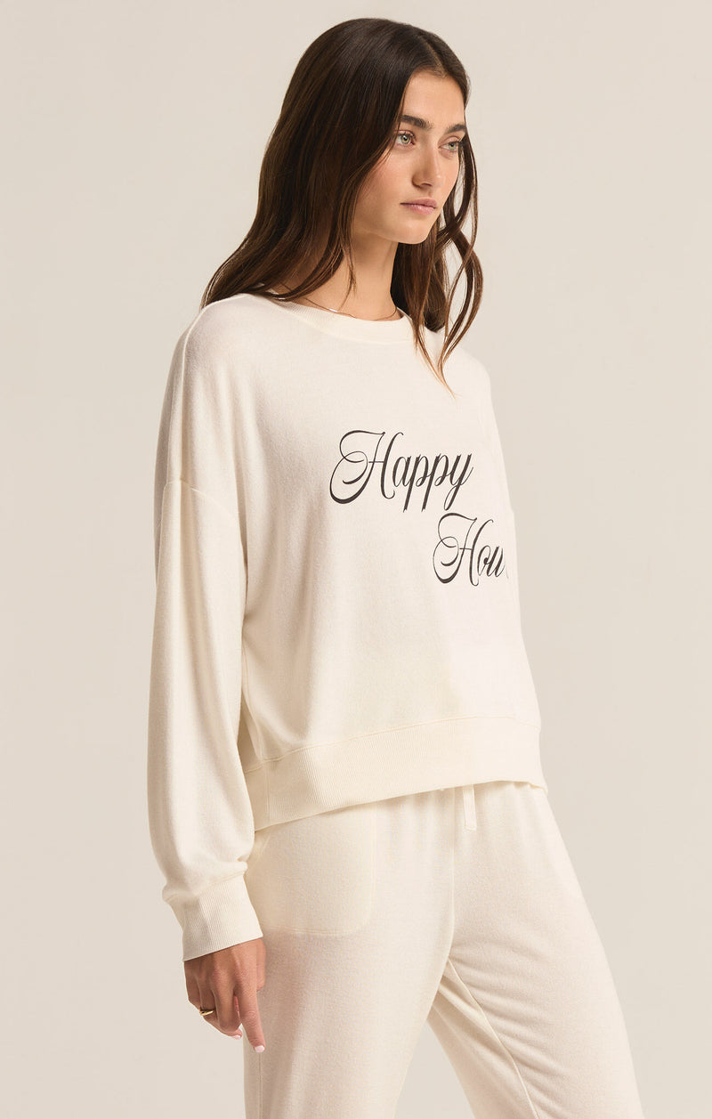 Z SUPPLY HAPPY HOUR SWEATSHIRT - VANILLA ICE