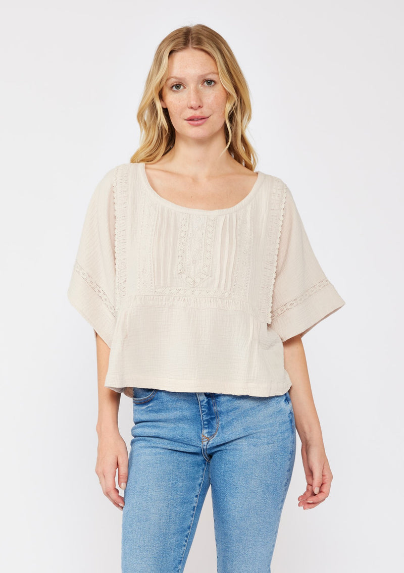 LIVIN' IN IT COTTON BLOUSE - NATURAL