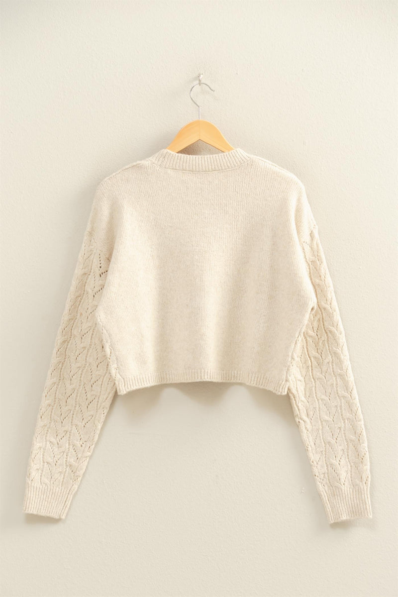 CROPPED OPEN KNIT SWEATER - ALPACA