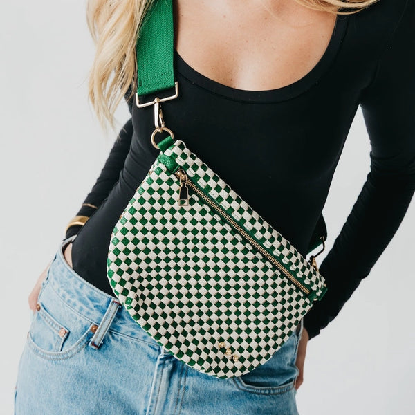 WESTLYN WOVEN BUM BAG - CHECKERED EMERALD