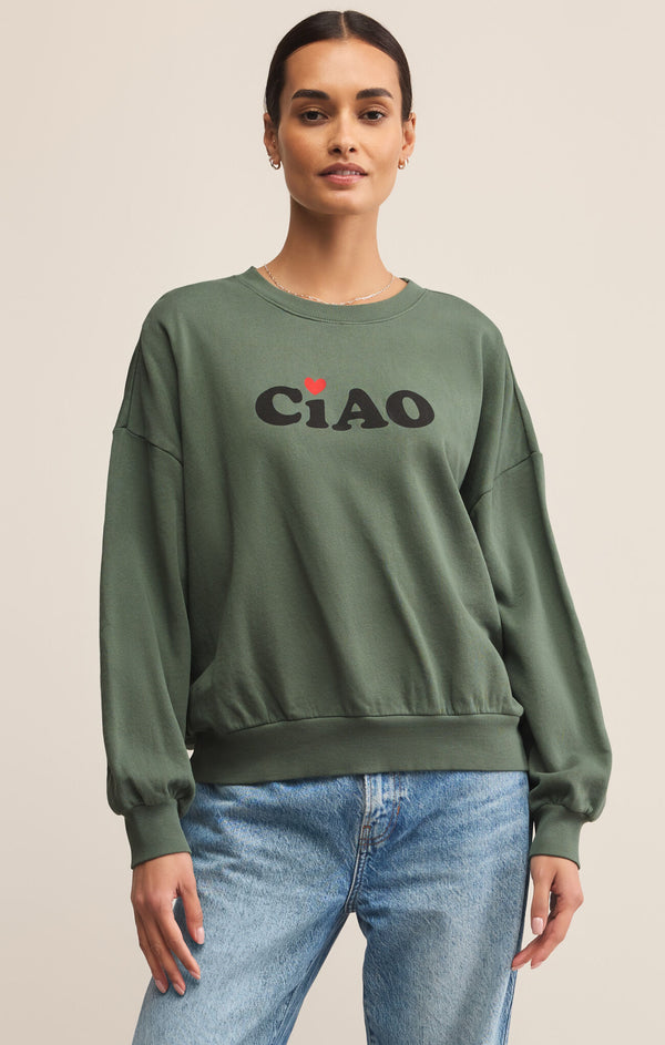 Z SUPPLY CIAO SUNDAY SWEATER - HUNTER GREEN