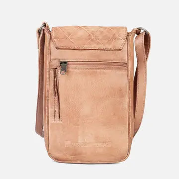 MULLER DIAMOND PATTERN LEATHER CROSSBODY BAG - NATURAL