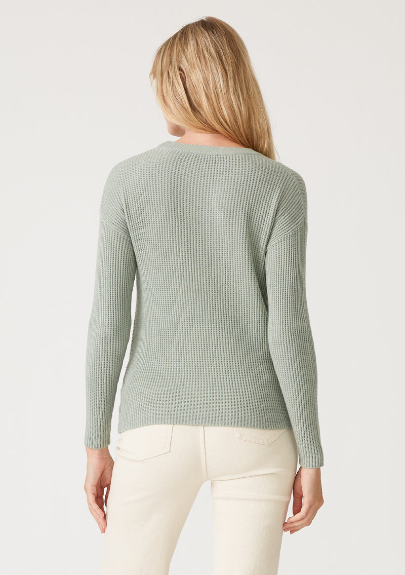 TWIST FRONT SWEATER TOP - DUSTY SAGE