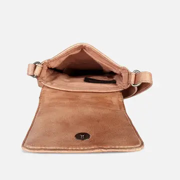 MULLER DIAMOND PATTERN LEATHER CROSSBODY BAG - NATURAL