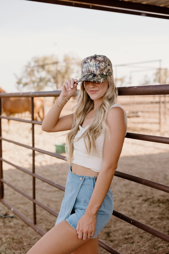 COUNTRY & WESTERN TRUCKER HAT - VINTAGE CAMO