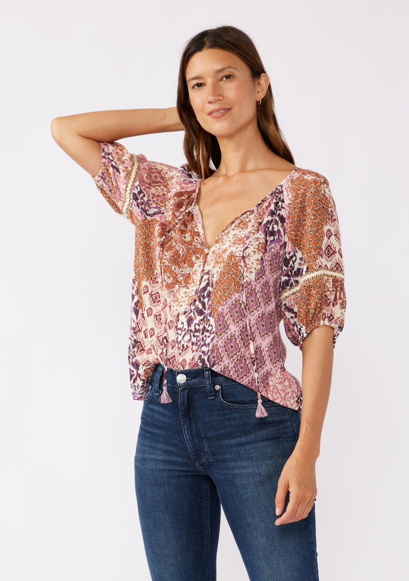 DREAMSCAPE PUFF SLEEVE BLOUSE - NATURAL/CLAY