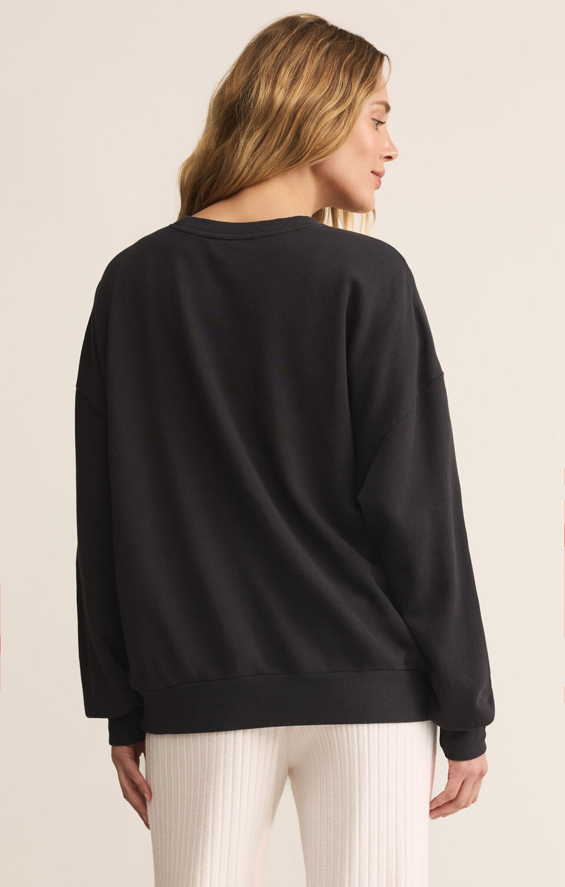 Z SUPPLY CELEBRATE SUNDAY SWEATSHIRT - BLACK SAND