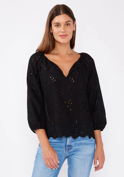 SWEET PEA EYELET BLOUSE - BLACK